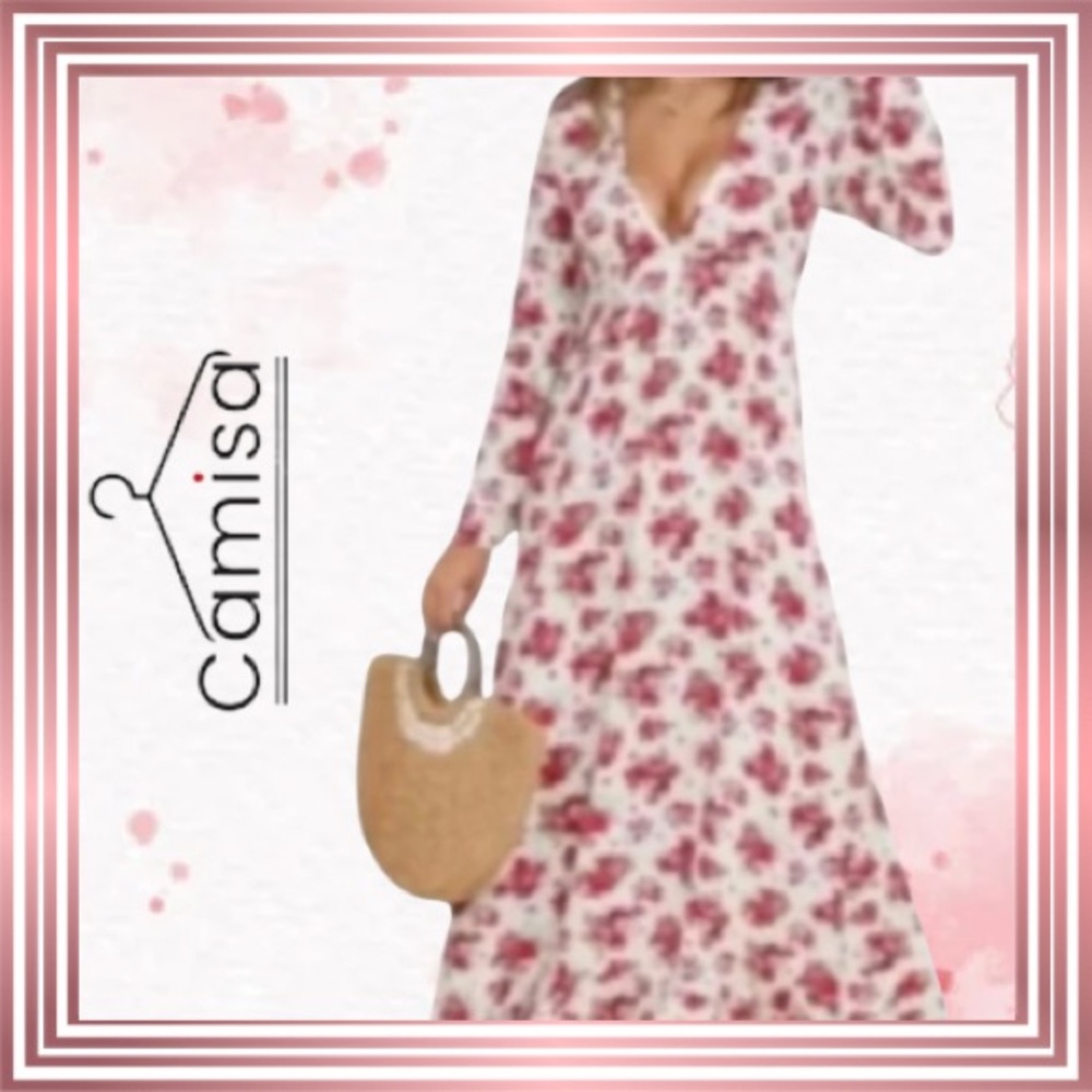 CAMISA Women’s Floral V-Neck Maxi Dress